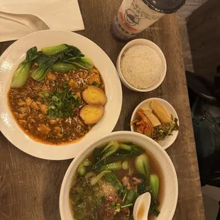Mapo Tofu and Braised Pork Ribs w hand pulled noodles