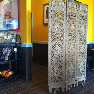 a room divider in a restaurant