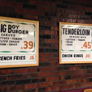 The old time menu board.