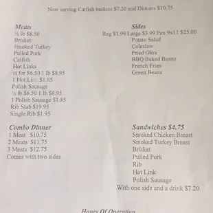 September 2016 menu