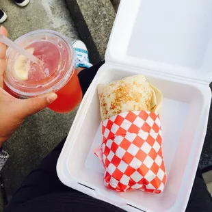 Lychee pink lemonade &amp; pork tocino lunch burrito