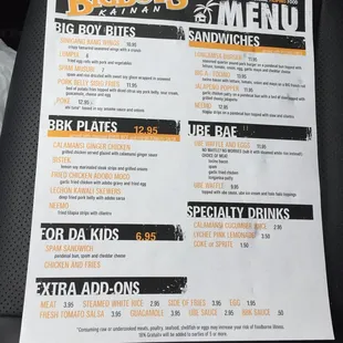 menu