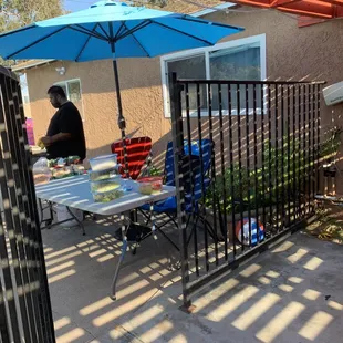 Taco set up by the pool