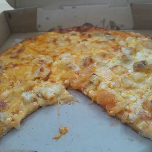 Mess. Greasy gross pizza and burnedvon left side