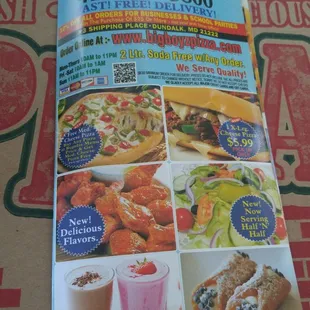 a menu for a big boy pizza