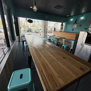 Inside long table and seats