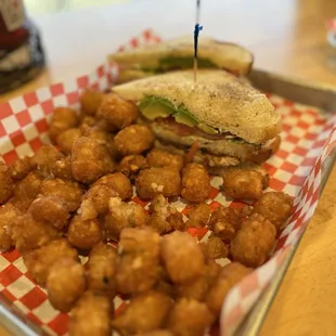 Club Sando with tater tots