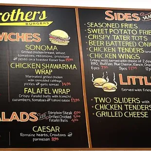 a menu on a blackboard