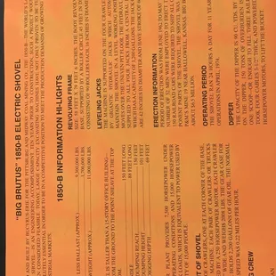 Statistics for the worlds largest electric shovel