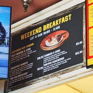 Weekend Breakfast Menu September 2022