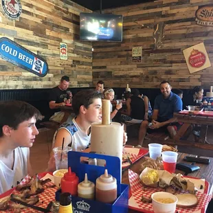 Hanging with the team after our first game in Henerson at liberty high school