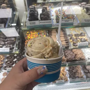 reese pieces and espresso chip both were FANTASTIC!! never had reese pieces ice cream before and i'm sad it's not offered at more places!