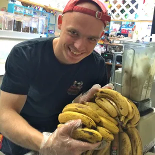 making banana ice cream