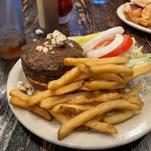 Double black and blue burger