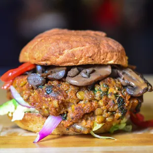 House-made Veggie Burger on a gluten-free bun