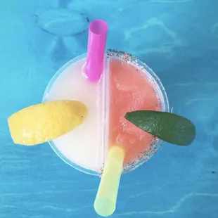 The Splitcher -- Two frozen adult beverage "flavors" served in a super special 24-ounce split cup