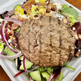 Cobb salad add bison burger