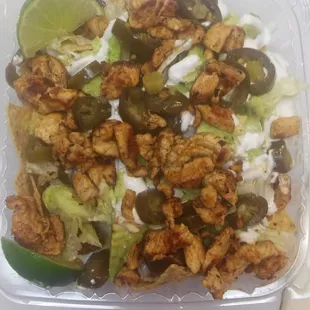 Try the delicious &quot;Loaded nachos&quot; with the options of chicken or carne asada for only $6.99!