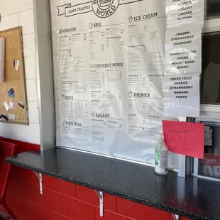 a menu on the wall