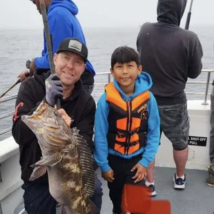 Sam with his first lingcod!