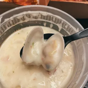 a spoon full of soup