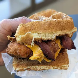 Chicken and waffle slider