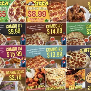 a variety of pizzas