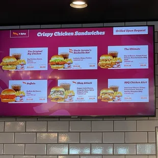 Sandwich menu - no mention of additional charges for upgrades