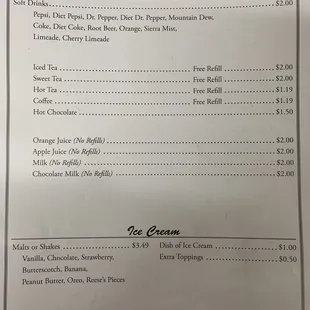 a menu for a restaurant