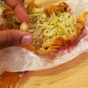 This is how much shrimp came in the shrimp egg roll thats pretty ridiculous