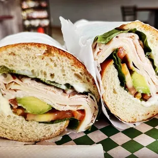 a sandwich cut in half