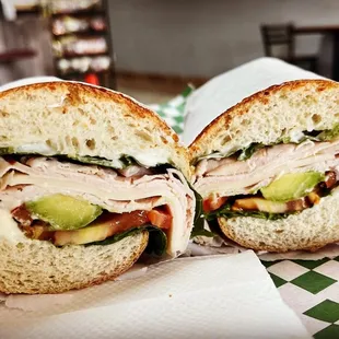 a sandwich cut in half