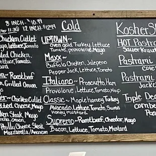 Menu as of 9/17/22