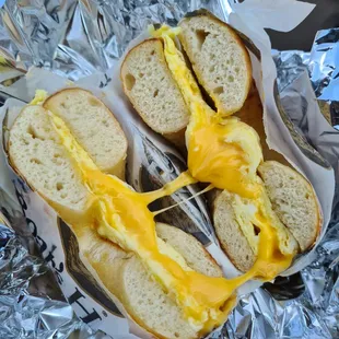 Garlic Bagel with egg and cheese