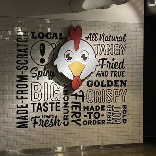 a chicken on the wall