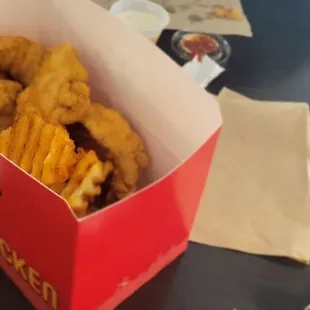 a box of chicken nuggies