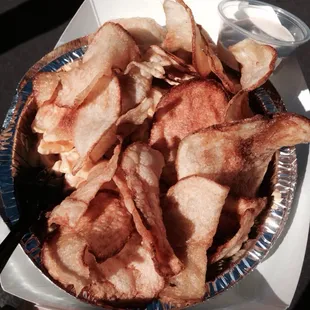 This was new today... Bacon Mac n cheese with homemade chips