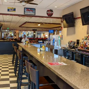 the bar and checkered floor