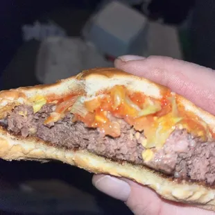 1/2 1/2 Lb. Homemade Cheeseburger is a must get.  Really delicious much better quality than their other burgers.