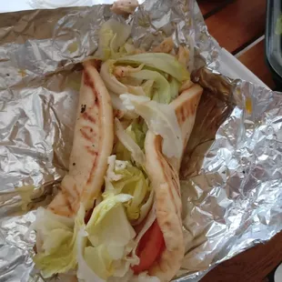 Chicken gyro was good and stuffed with everything!  Recommended.