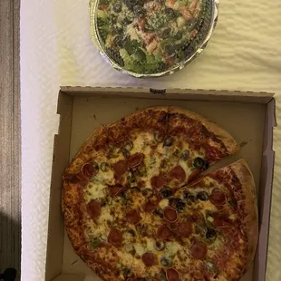 Pizza and salad