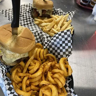 This is our jack stack!!!! 1/4 lb with two onion rings bacon and an egg!!!!!