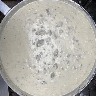 Homemade sausage gravy. MADE EVERY MORNING