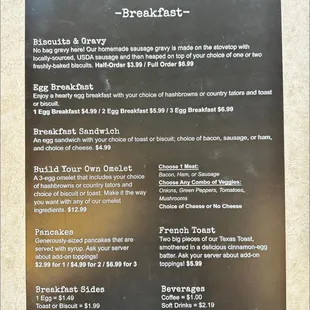 Breakfast Menu