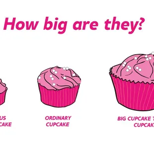 We offer amazing mini cupcakes and BIG cupcakes!! They're big!!