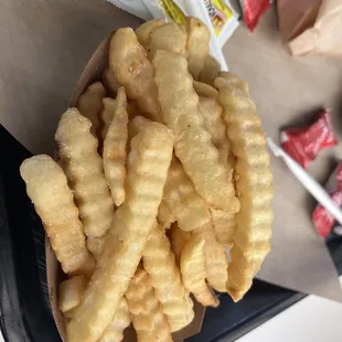 Very salty Krinkle Cut Fries.....too salty.