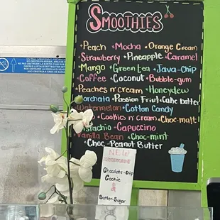 Smoothies menu