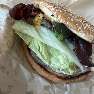 Jalapeno Avocado Cheese Burger added bacon