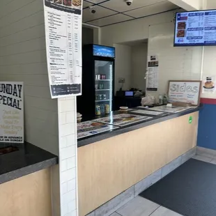 the counter of a restaurant