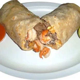This is our surf &amp;turf big daddy burrito